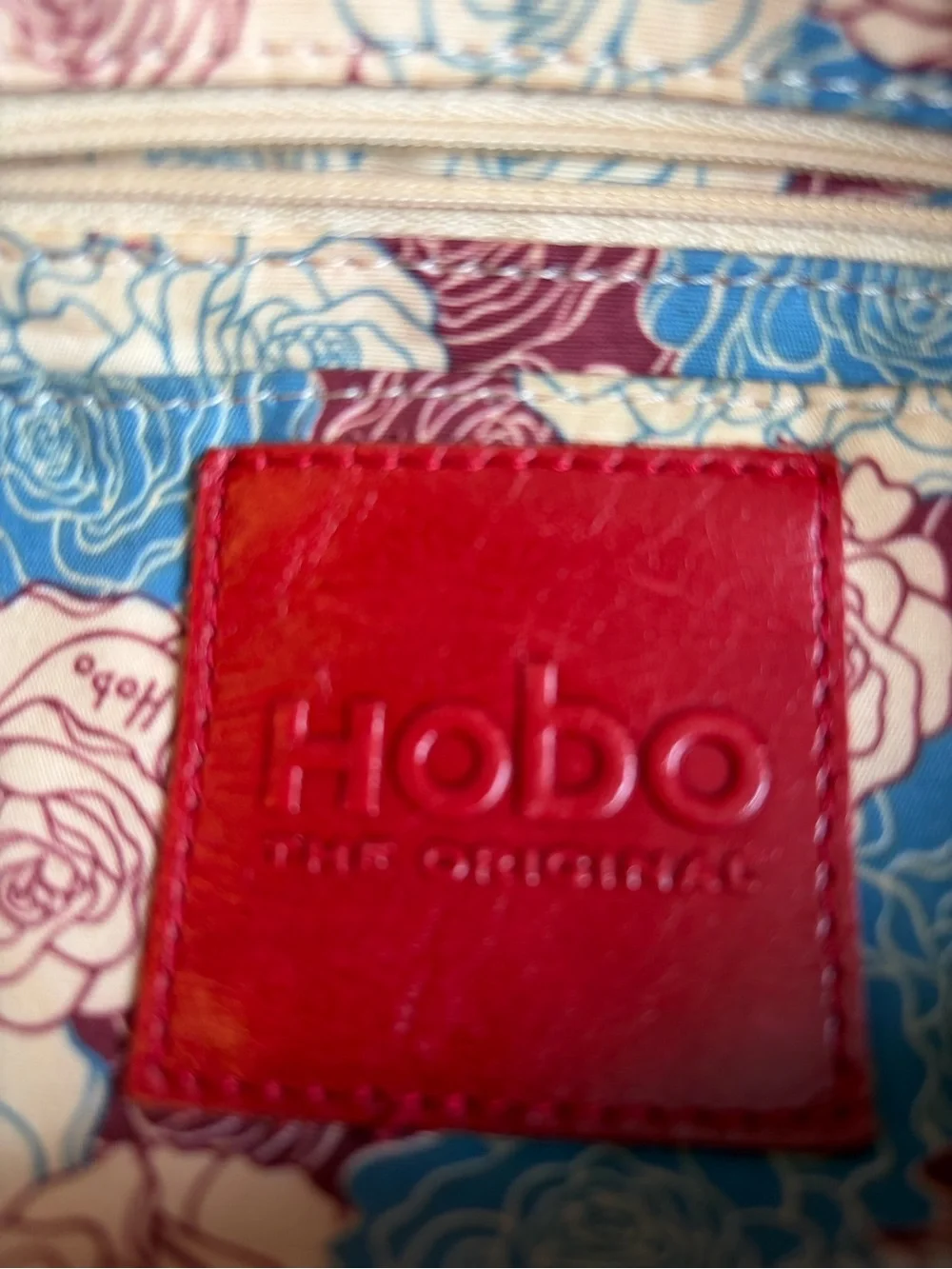 HOBO Slate Gray Leather Bag With flower lining